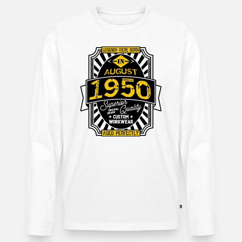 1950 AUGUST - Männer Premium Bio Langarmshirt - Weiß