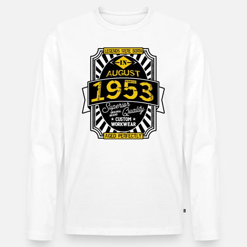 1953 AUGUST - Männer Premium Bio Langarmshirt - Weiß
