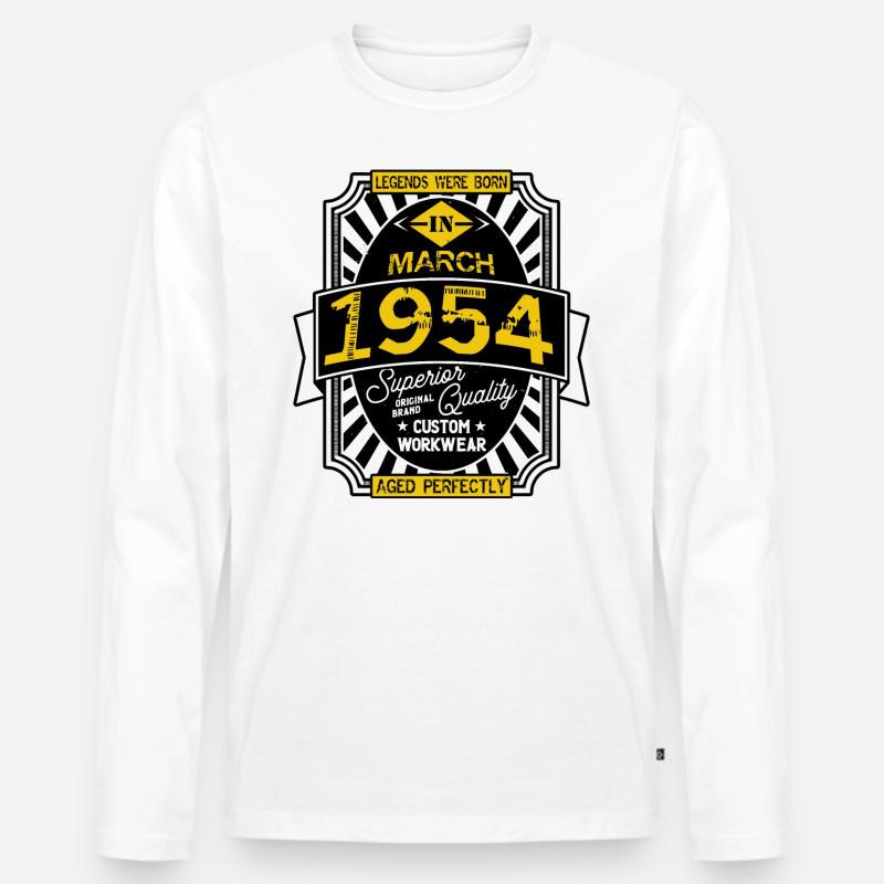 1954 MÄRZ - Männer Premium Bio Langarmshirt - Weiß