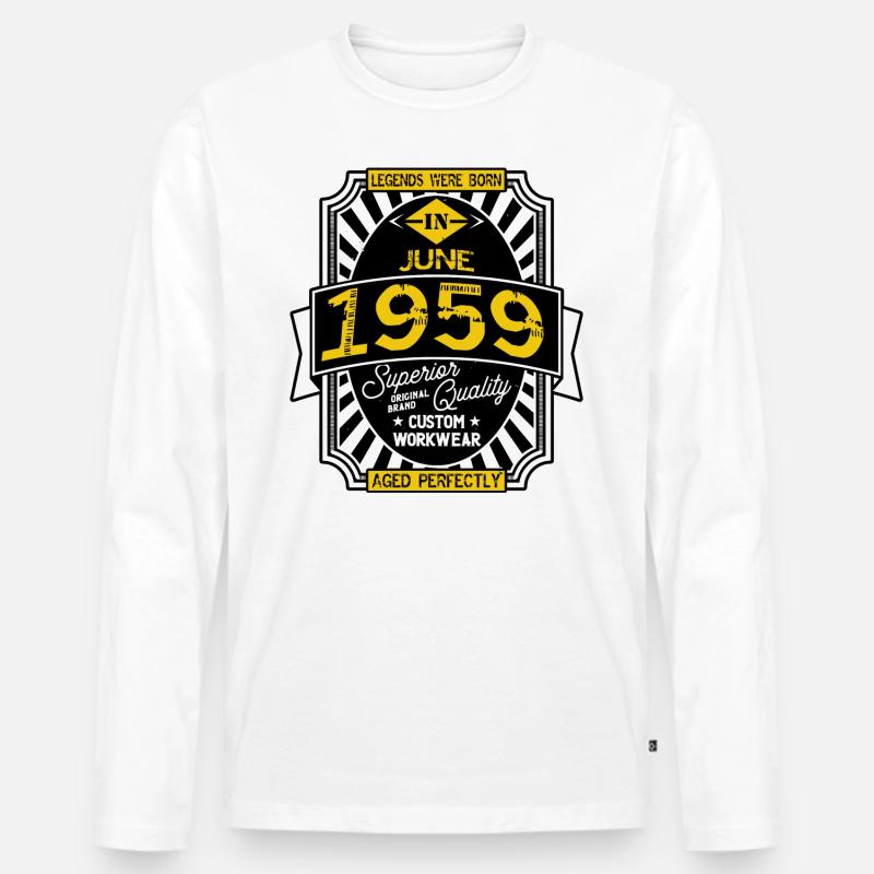 1959 JUNI - Männer Premium Bio Langarmshirt - Weiß