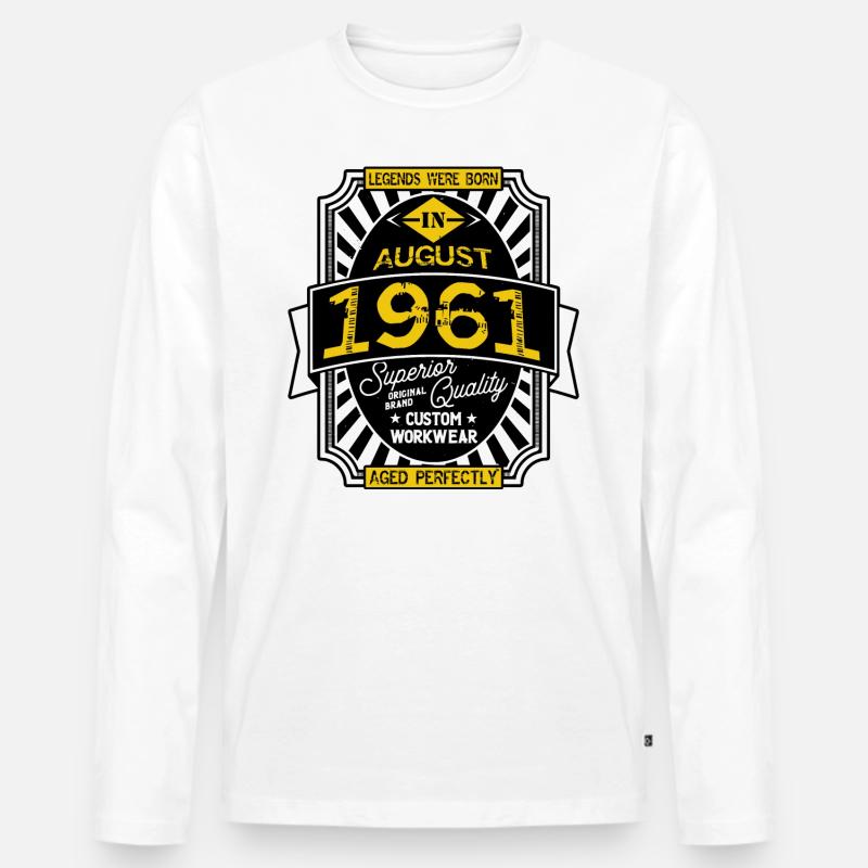 1961 AUGUST - Männer Premium Bio Langarmshirt - Weiß