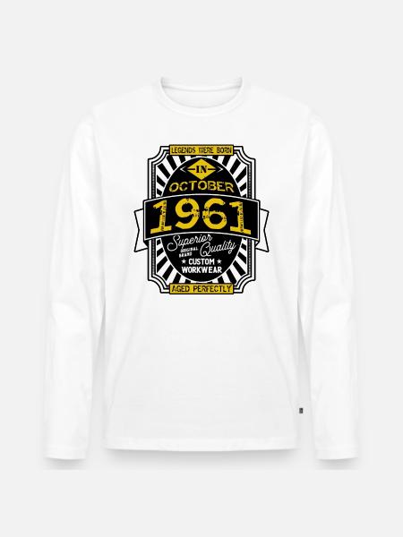 1961 OCTOBER - Men's Premium Organic Long Sleeve Shirt - white