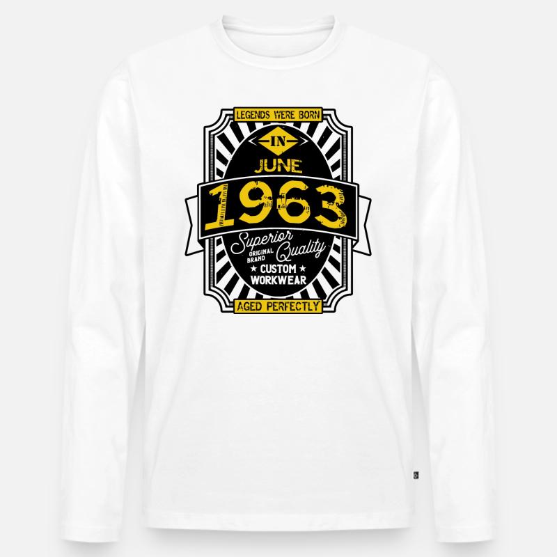 JUNI 1963 - Männer Premium Bio Langarmshirt - Weiß