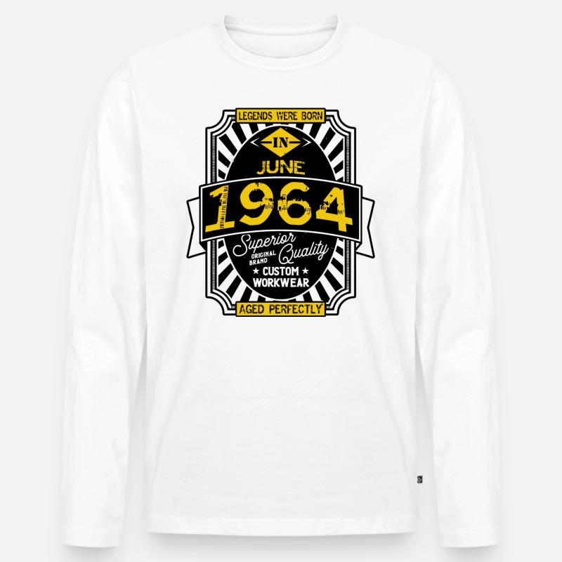 JUNI 1964 - Männer Premium Bio Langarmshirt - Weiß
