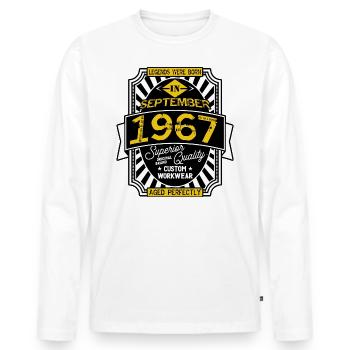 SEPTEMBER 1967 - Männer Premium Bio Langarmshirt - Weiß - Vorne - Nico (187cm)