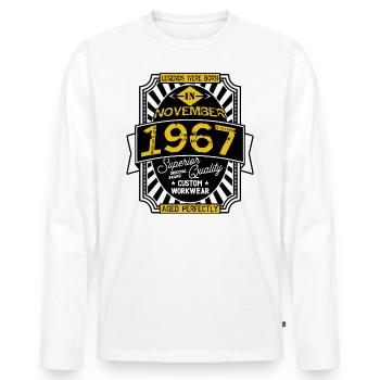 1967 NOVEMBER - T-shirt manches longues Premium bio Homme - blanc - Devant - Nico (187cm)