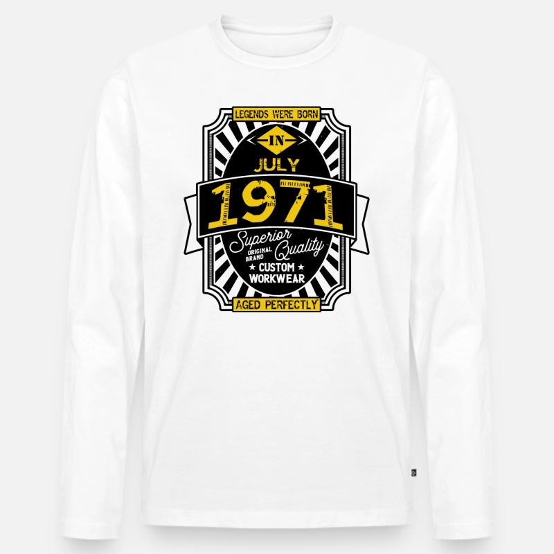 1971 JULI - Männer Premium Bio Langarmshirt - Weiß