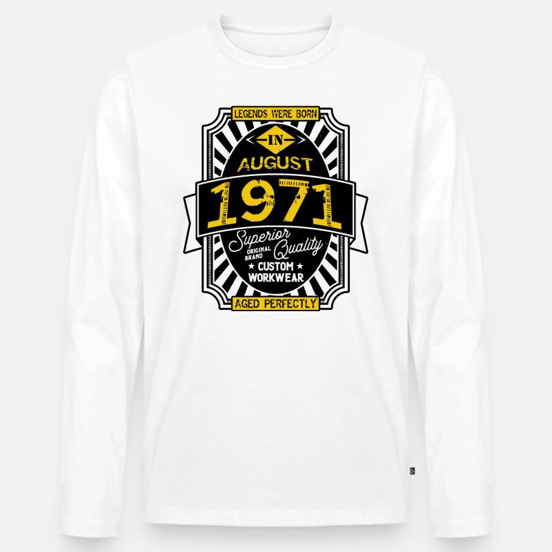 AUGUST 1971 - Männer Premium Bio Langarmshirt - Weiß