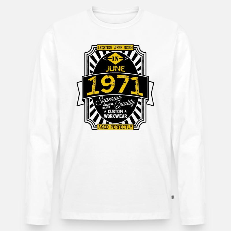 JUNI 1971 - Männer Premium Bio Langarmshirt - Weiß
