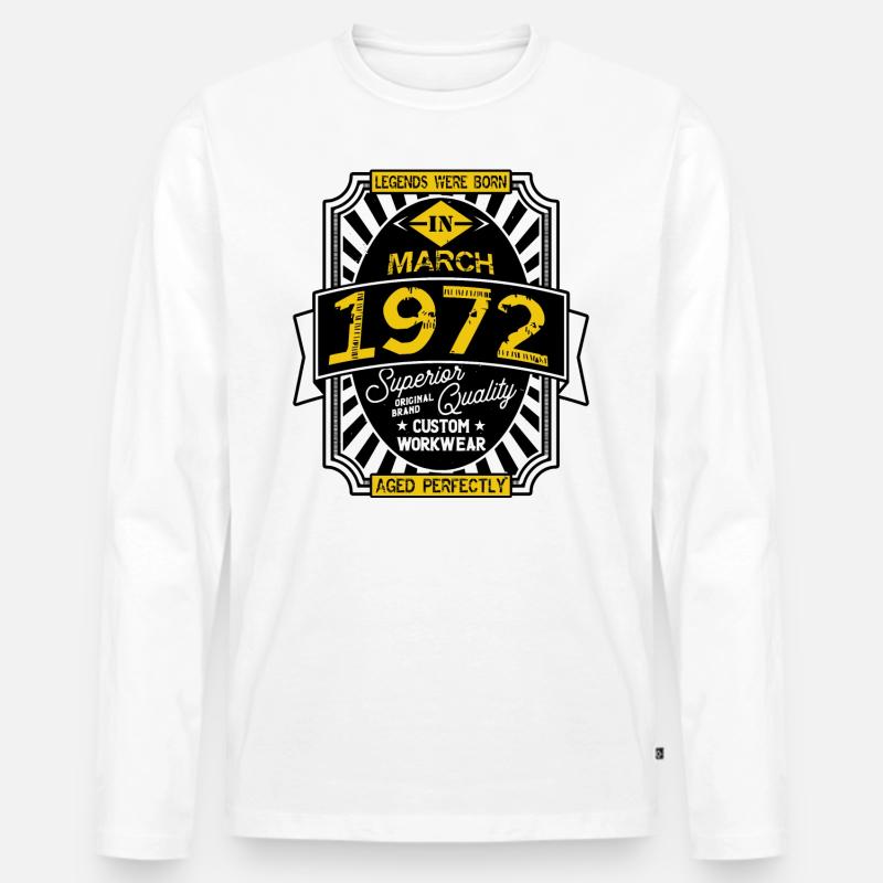 1972 MÄRZ - Männer Premium Bio Langarmshirt - Weiß