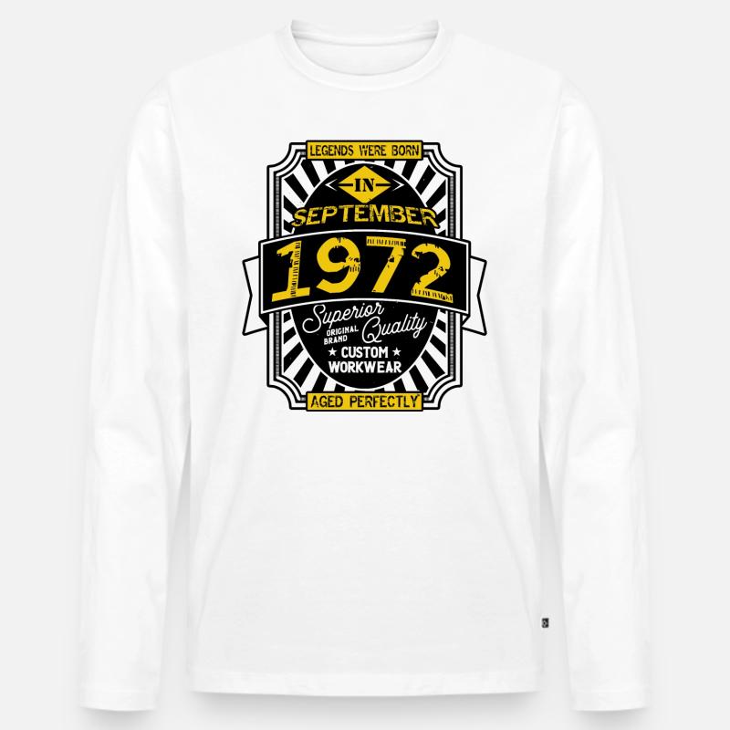 SEPTEMBER 1972 - Männer Premium Bio Langarmshirt - Weiß