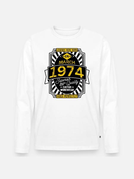 1974 MARCH - Men's Premium Organic Long Sleeve Shirt - white