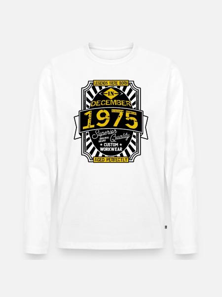 1975 DECEMBER - Men's Premium Organic Long Sleeve Shirt - white