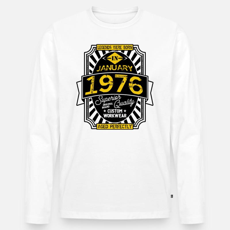 JANUAR 1976 - Männer Premium Bio Langarmshirt - Weiß