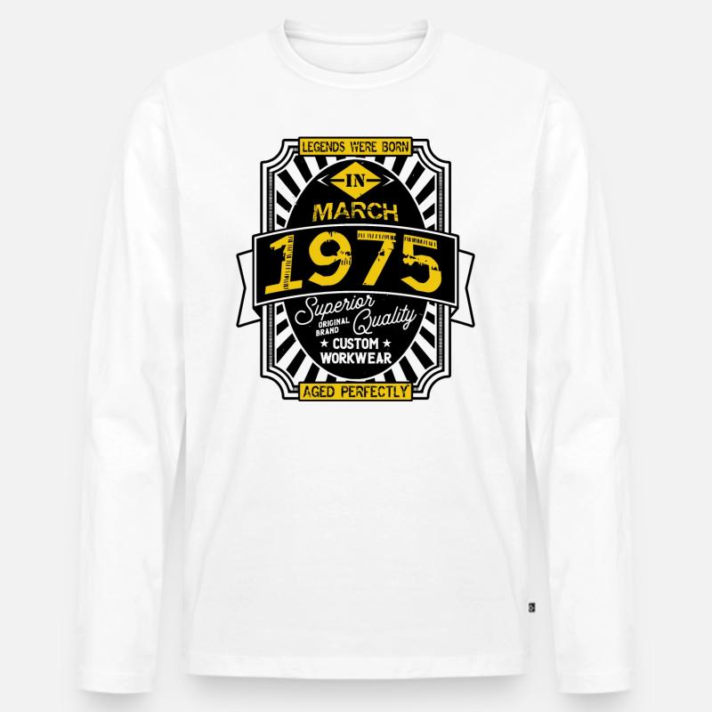 1975 MÄRZ - Männer Premium Bio Langarmshirt - Weiß