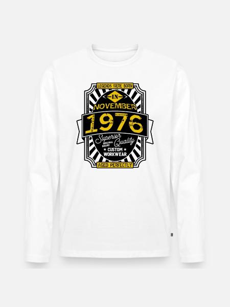 1976 NOVEMBER - Men's Premium Organic Long Sleeve Shirt - white