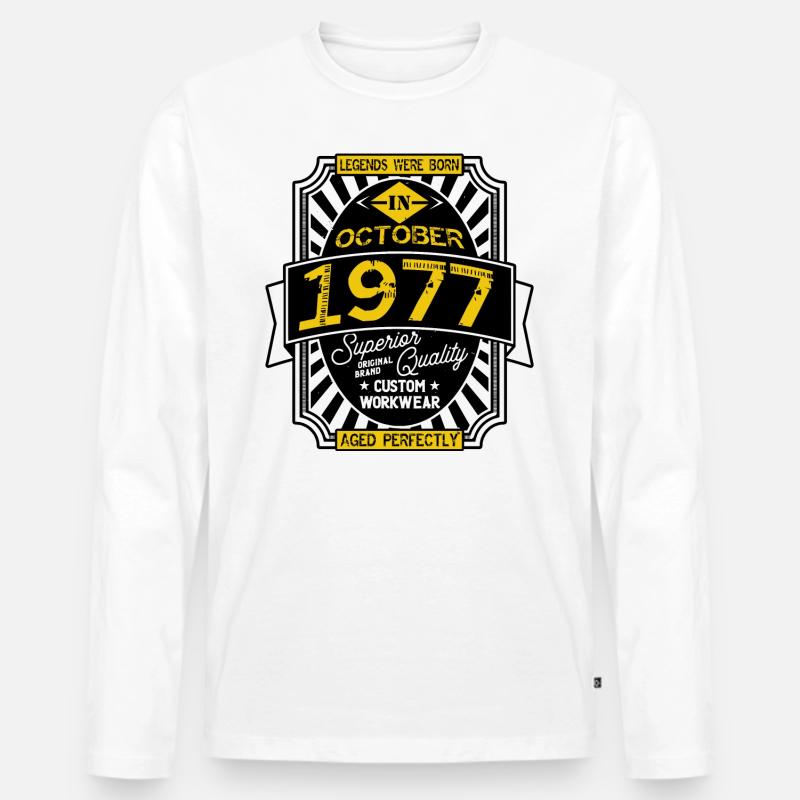 1977 OKTOBER - Männer Premium Bio Langarmshirt - Weiß