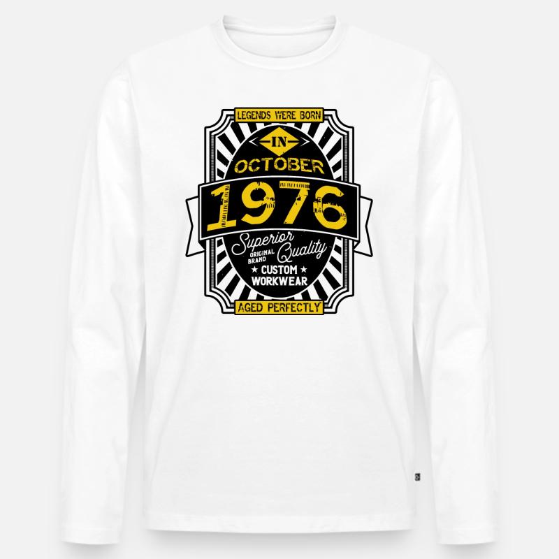 1976 OKTOBER - Männer Premium Bio Langarmshirt - Weiß