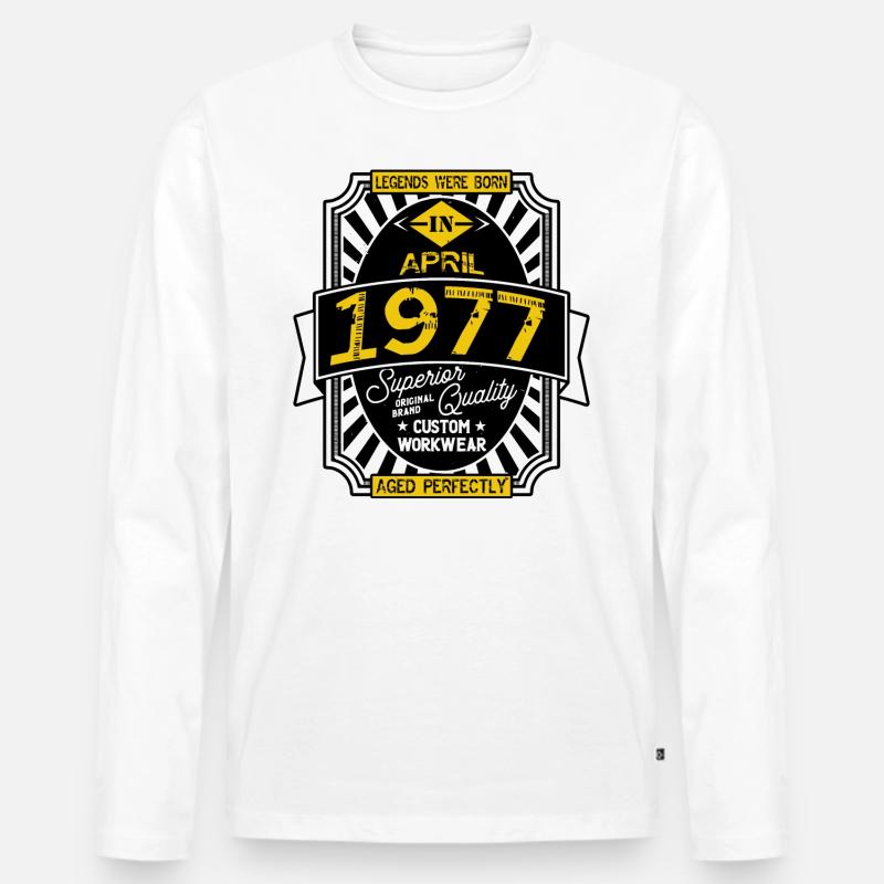 April 1977 - Männer Premium Bio Langarmshirt - Weiß