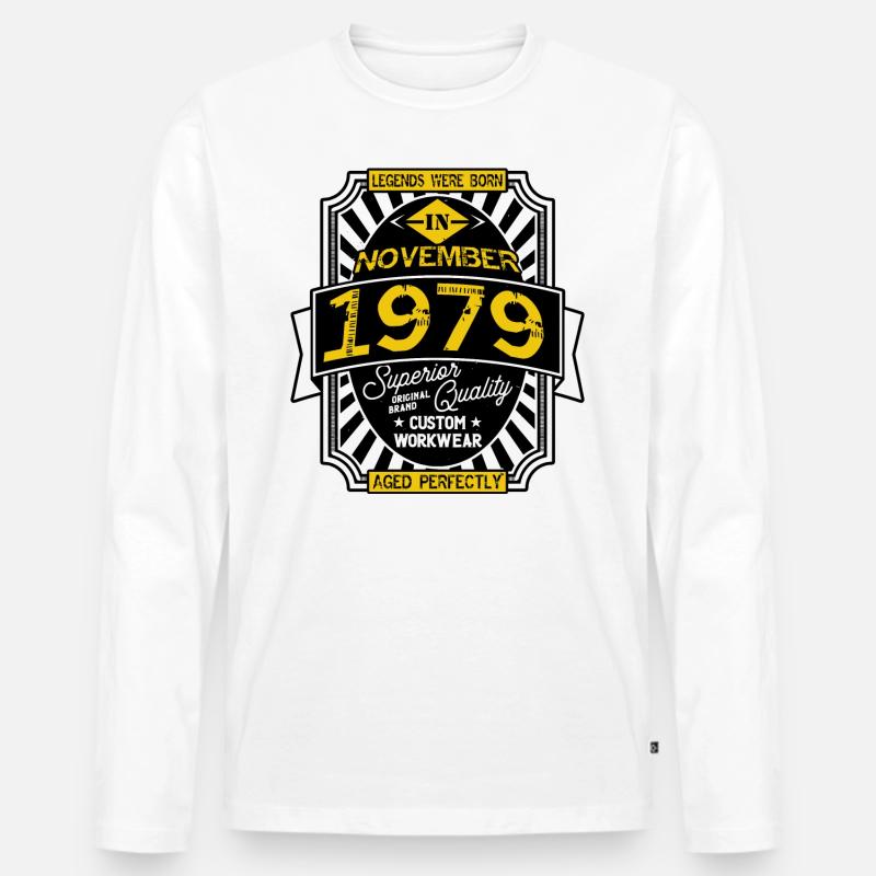 NOVEMBER 1979 - Männer Premium Bio Langarmshirt - Weiß