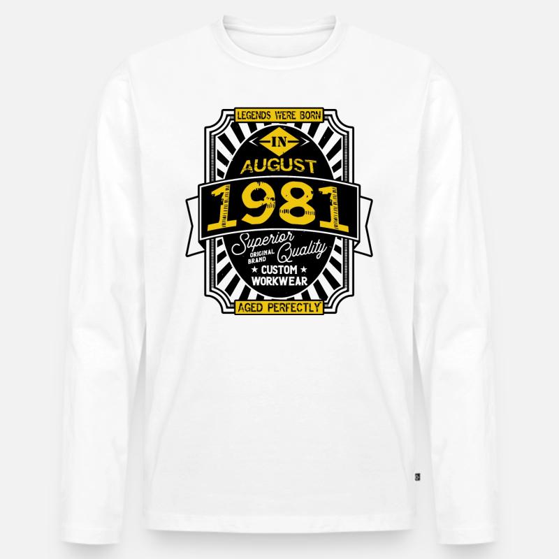 AUGUST 1981 - Männer Premium Bio Langarmshirt - Weiß