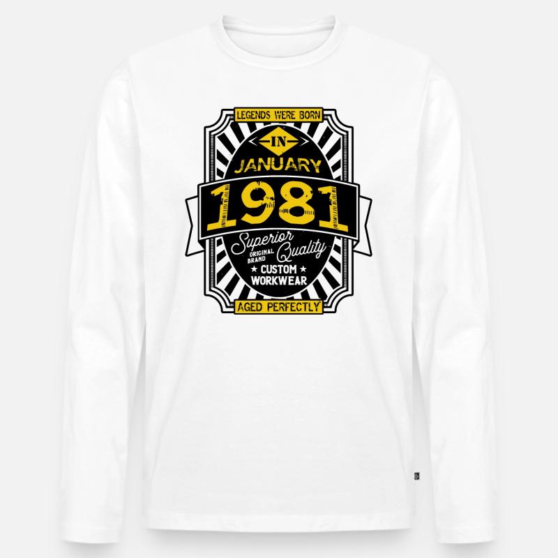JANUAR 1981 - Männer Premium Bio Langarmshirt - Weiß