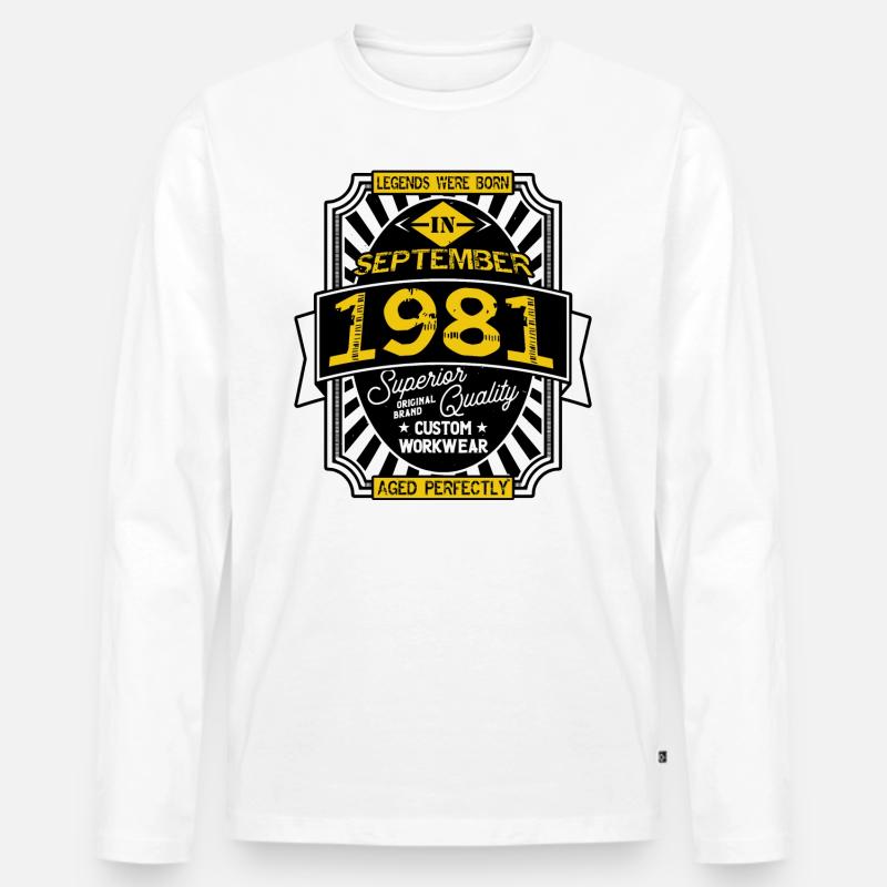 SEPTEMBER 1981 - Männer Premium Bio Langarmshirt - Weiß