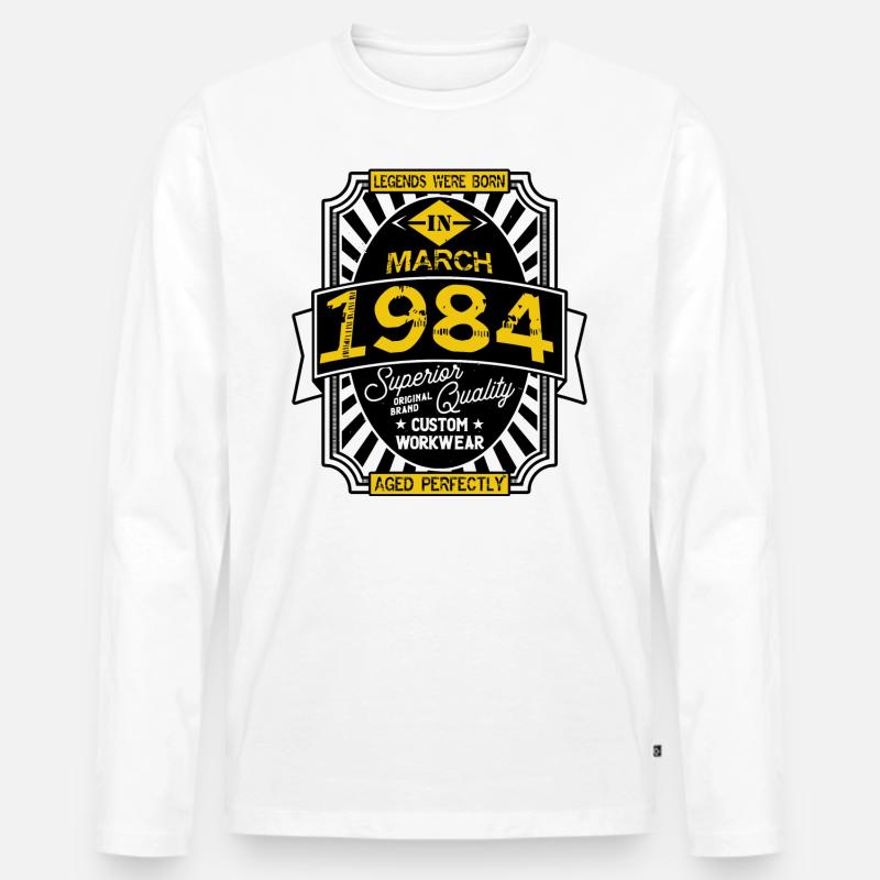 1984 MÄRZ - Männer Premium Bio Langarmshirt - Weiß