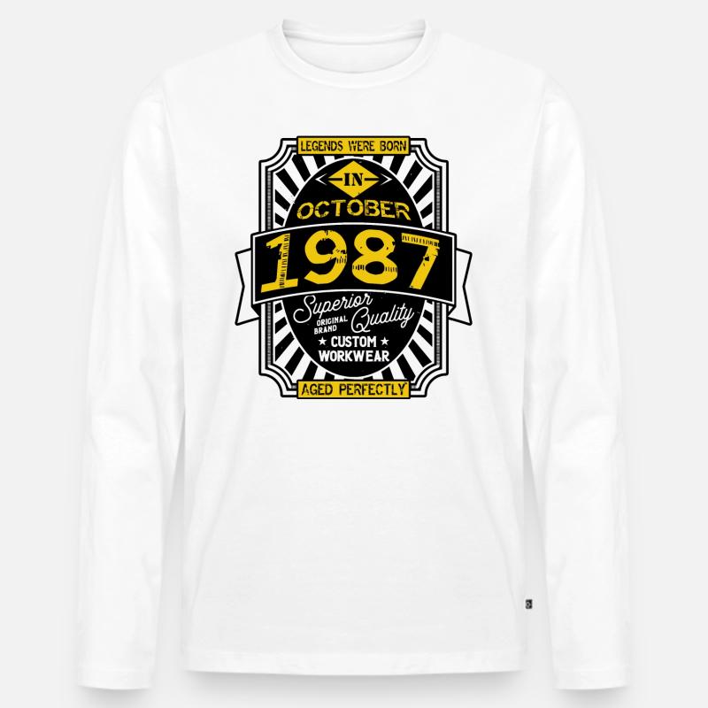 1987 OKTOBER - Männer Premium Bio Langarmshirt - Weiß