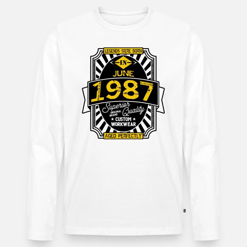 JUNI 1987 - Männer Premium Bio Langarmshirt - Weiß