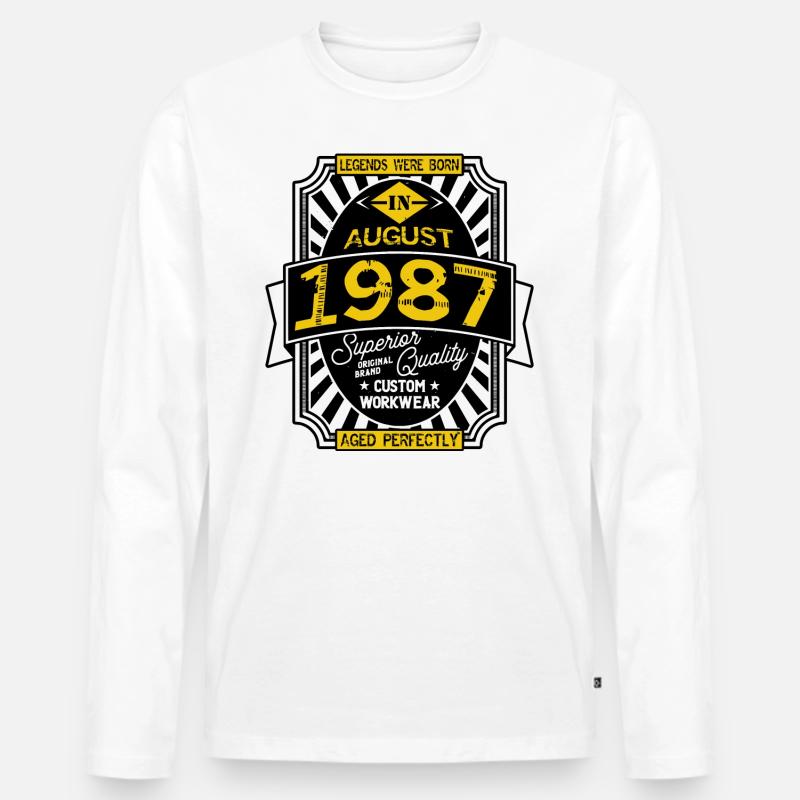 AUGUST 1987 - Männer Premium Bio Langarmshirt - Weiß