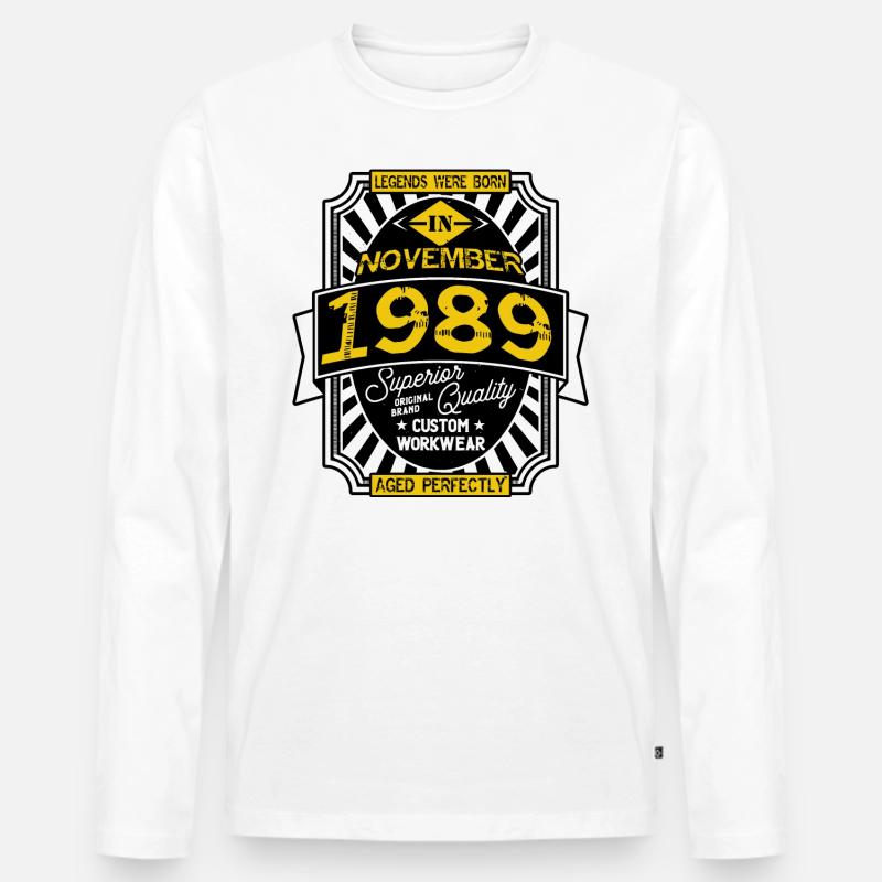 NOVEMBER 1989 - Männer Premium Bio Langarmshirt - Weiß