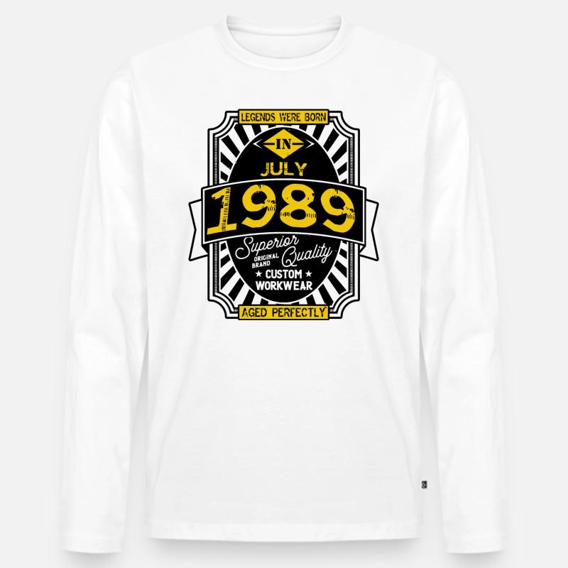 1989 JULI - Männer Premium Bio Langarmshirt - Weiß