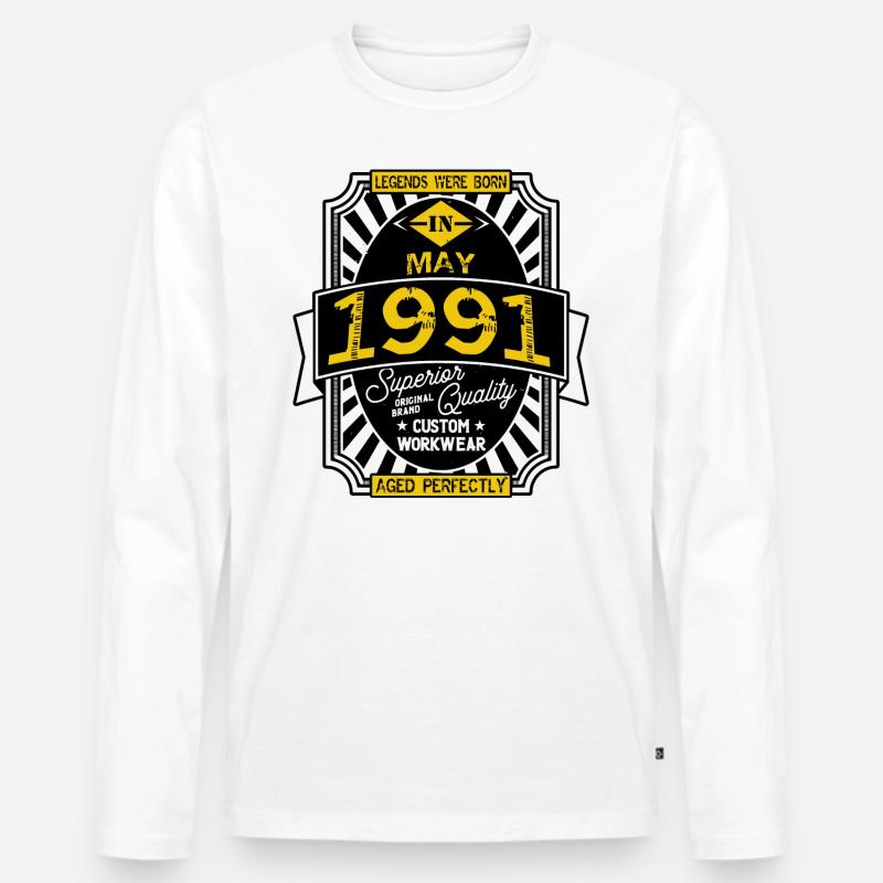 MAI 1991 - Männer Premium Bio Langarmshirt - Weiß