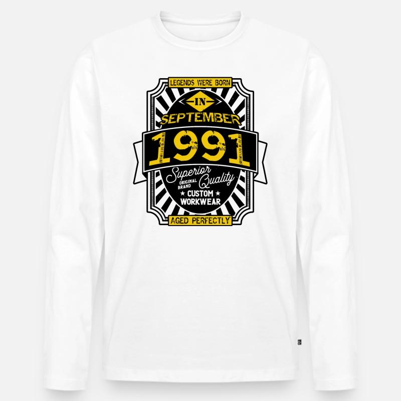 SEPTEMBER 1991 - Männer Premium Bio Langarmshirt - Weiß