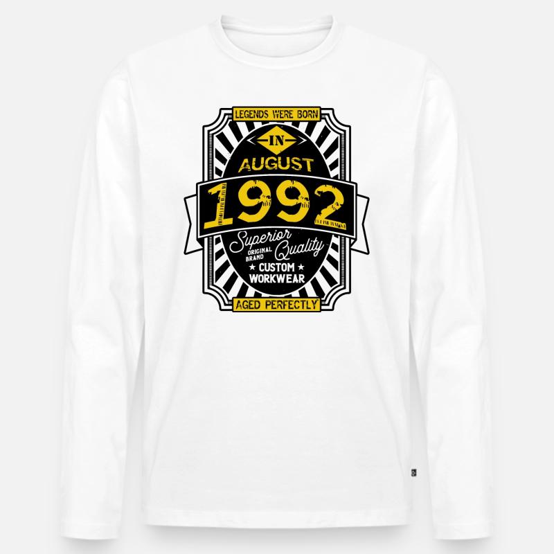 AUGUST 1992 - Männer Premium Bio Langarmshirt - Weiß