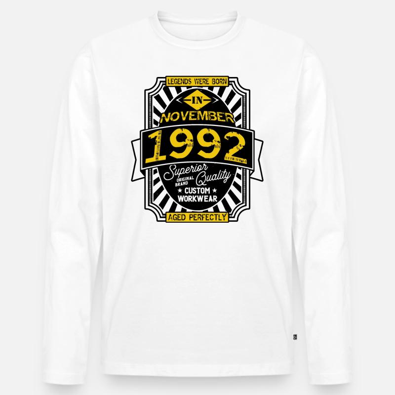 NOVEMBER 1992 - Männer Premium Bio Langarmshirt - Weiß