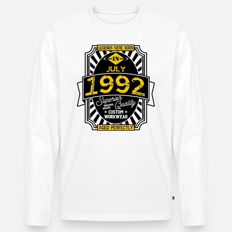 1992 JULI - Männer Premium Bio Langarmshirt - Weiß