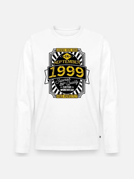 1999 SEPTEMBER - T-shirt manches longues Premium bio Homme - blanc