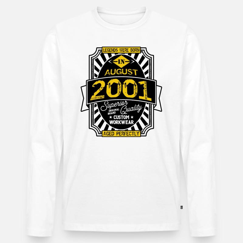 AUGUST 2001 - Männer Premium Bio Langarmshirt - Weiß