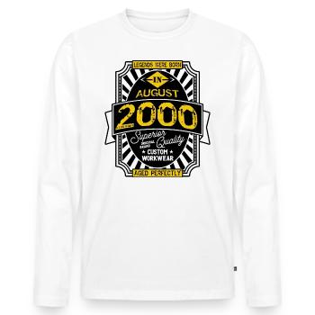 2000 AUGUST - Men's Premium Organic Long Sleeve Shirt - white - Front - Nico (187cm)