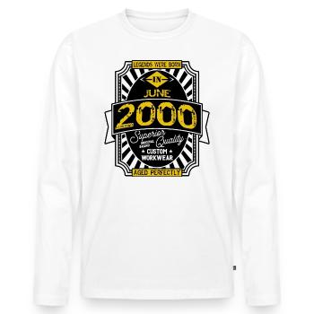 2000 JUNE - Men's Premium Organic Long Sleeve Shirt - white - Front - Nico (187cm)