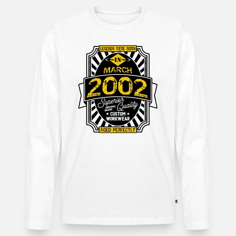 2002 MÄRZ - Männer Premium Bio Langarmshirt - Weiß