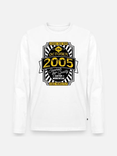2005 OCTOBER - Men's Premium Organic Long Sleeve Shirt - white