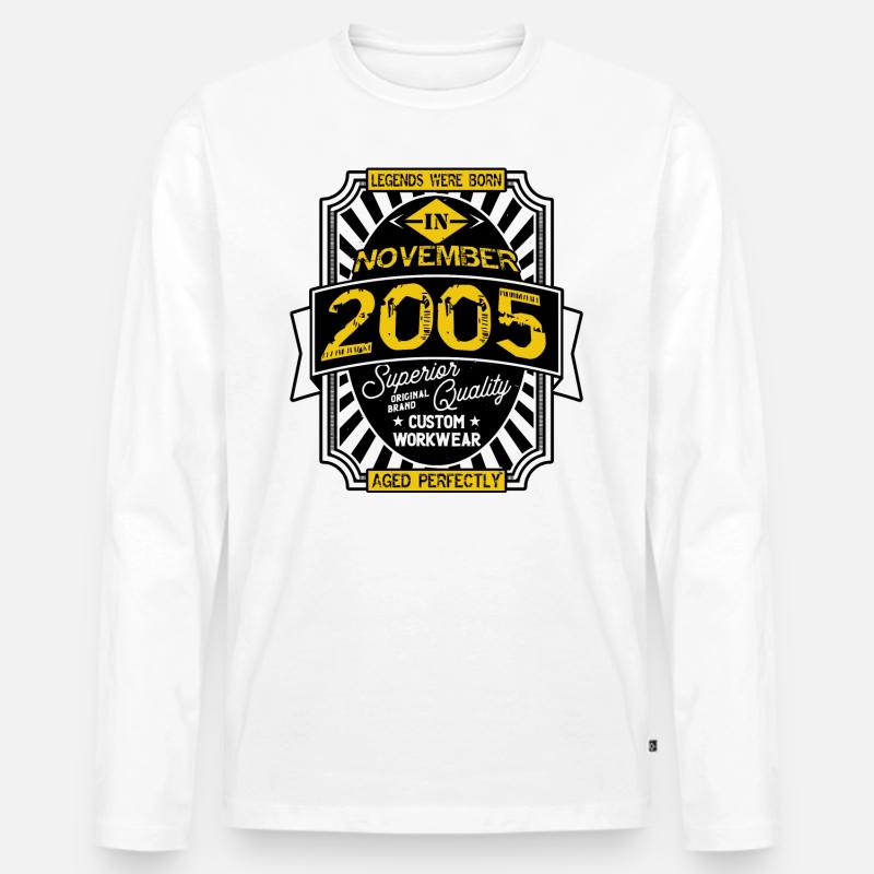 NOVEMBER 2005 - Männer Premium Bio Langarmshirt - Weiß
