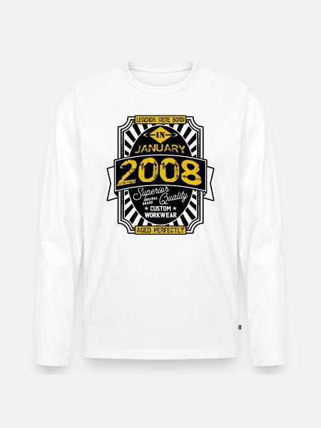 2008 JANUAR - Männer Premium Bio Langarmshirt - Weiß