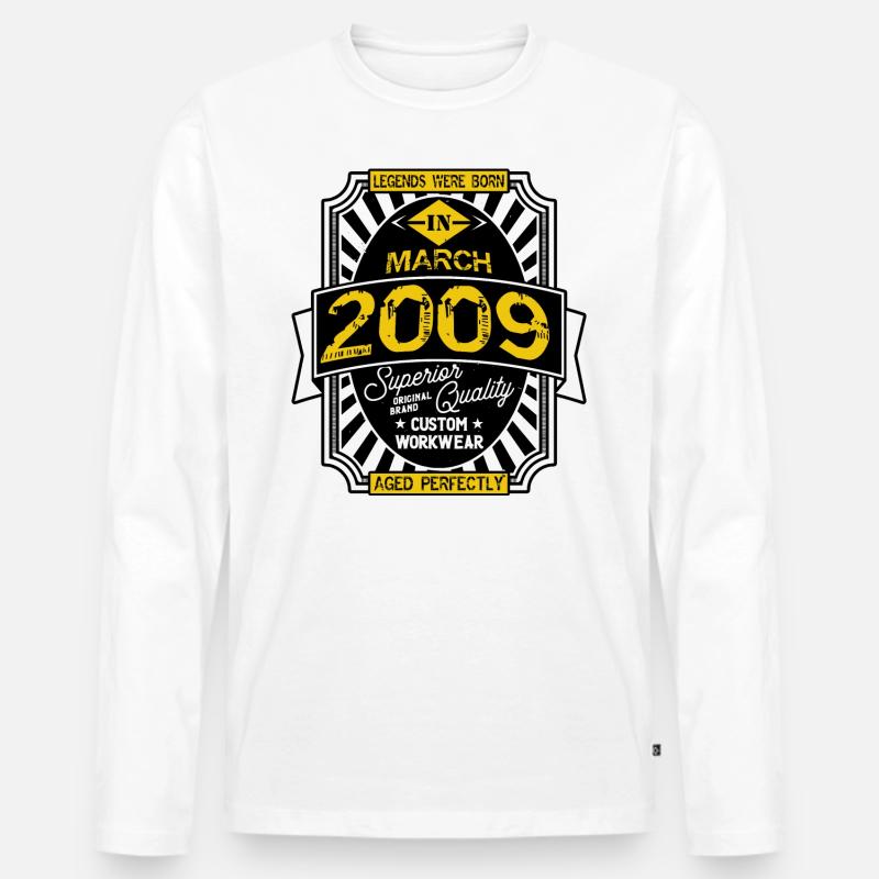2009 MÄRZ - Männer Premium Bio Langarmshirt - Weiß