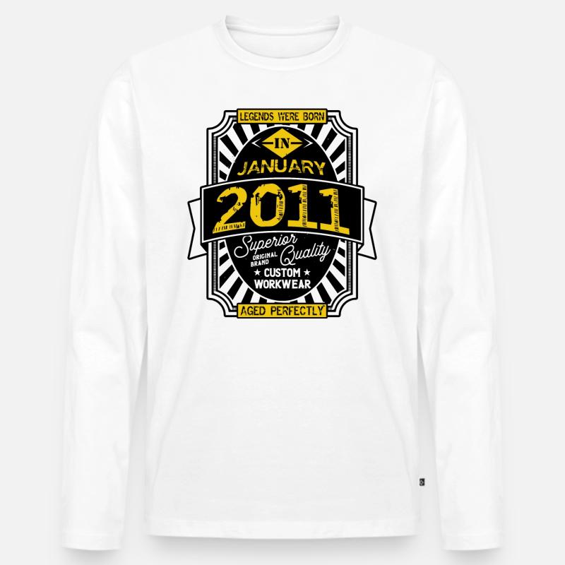 2011 JANUAR - Männer Premium Bio Langarmshirt - Weiß