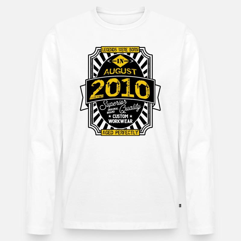 2010 AUGUST - Männer Premium Bio Langarmshirt - Weiß
