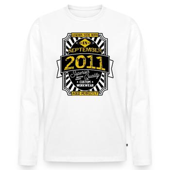 2011 SEPTEMBER - Men's Premium Organic Long Sleeve Shirt - white - Front - Nico (187cm)